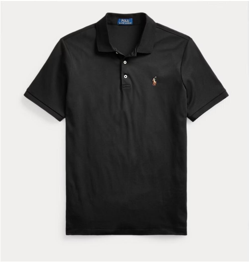 Ralph Lauren Classic Fit Soft Cotton Polo Shirt Black Sz L Blokecore Preppy